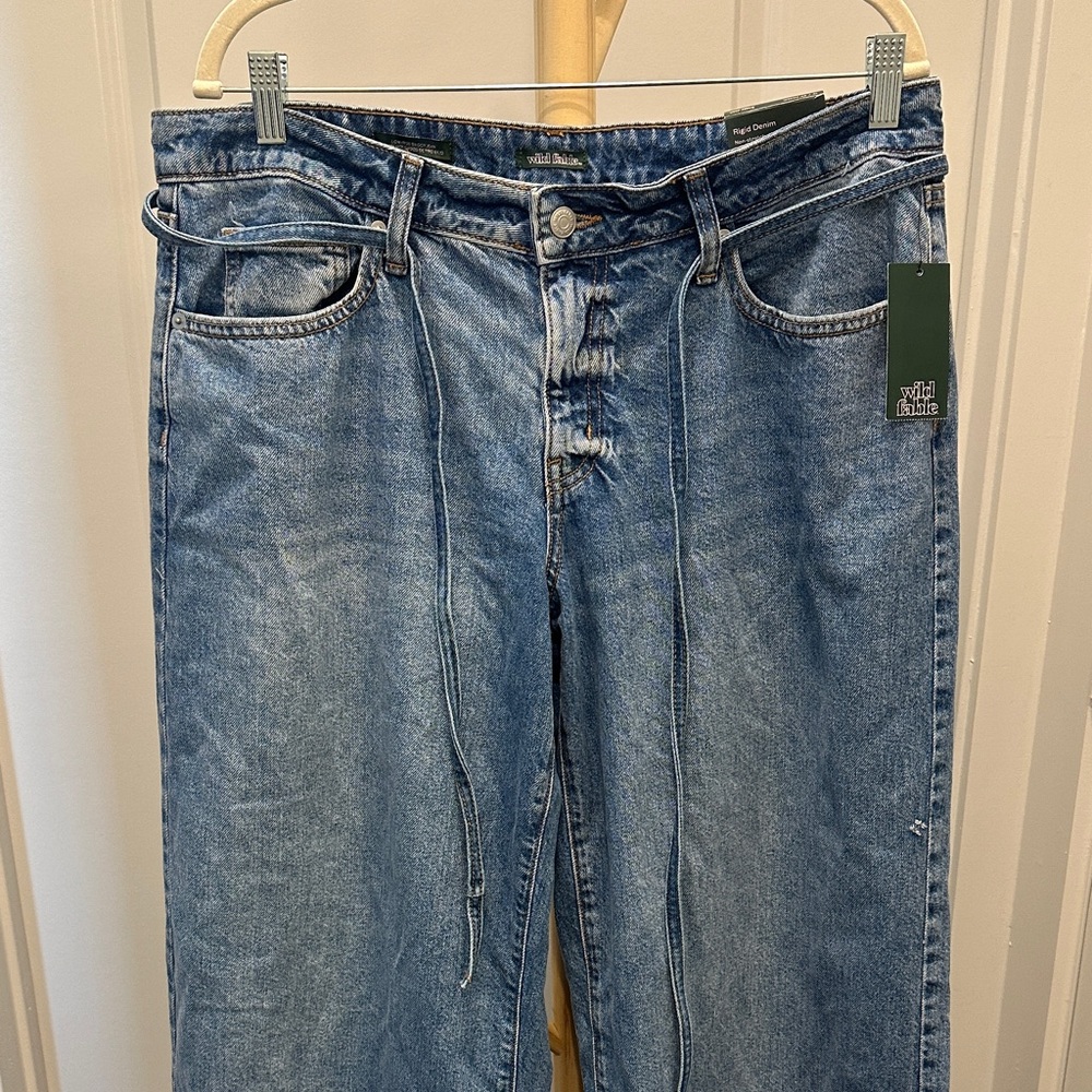 wild fable Light Blue Boyfriend Jeans with Tie Waist